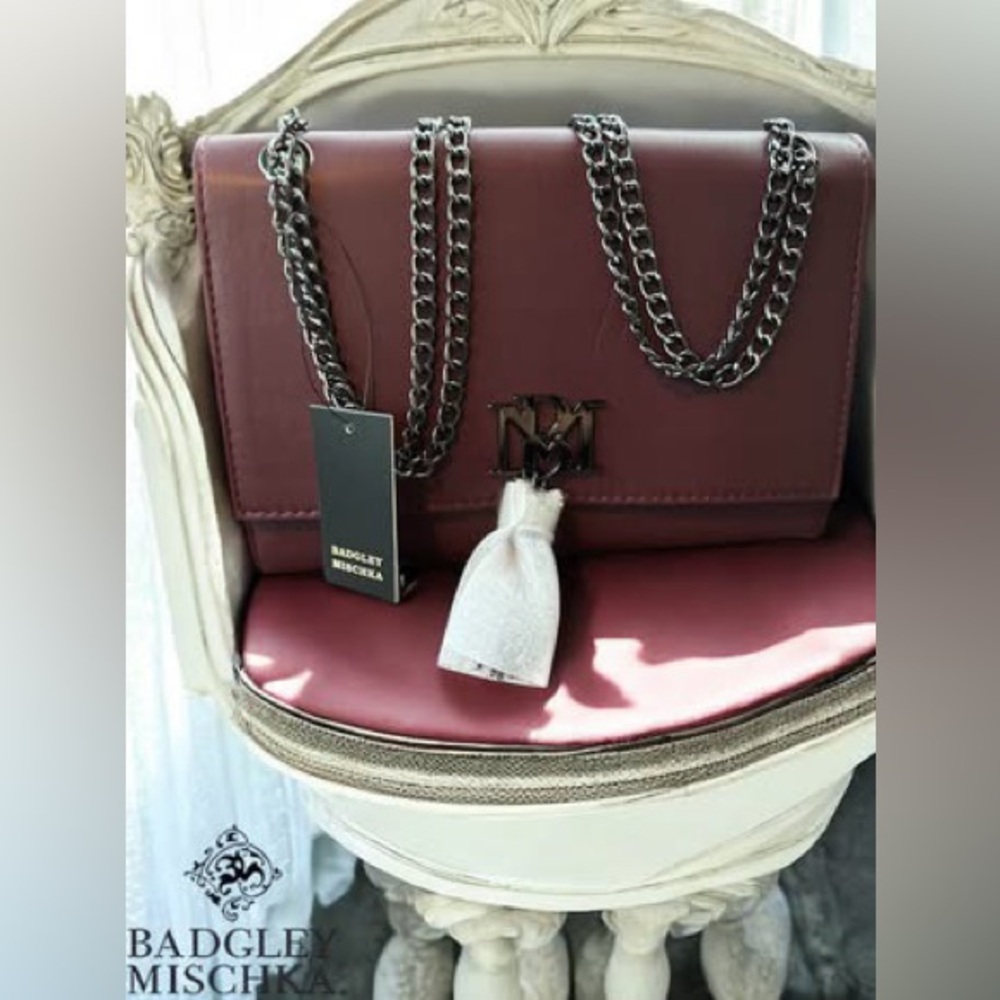 Badgley Mischka Maroon Chain Shoulder Bag